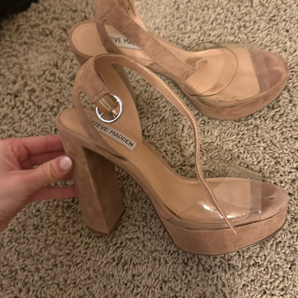 Steven Madden clear chunky heel size 7